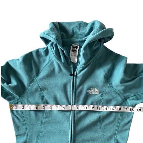 The North Face Women's Full Zip Fleece Jacket Lightweight Hooded Teal Size S - Picture 9 of 10